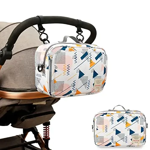 MOMIGO Baby Diaper Caddy Bag - Diaper Caddy Tote Baby Stroller Bag Nursery Storage Bin for Diapers, Wipes & Toys Mini Diaper Bag for Outdoor (Wave point) - 2