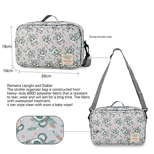 MOMIGO Baby Diaper Caddy Bag - Diaper Caddy Tote Baby Stroller Bag Nursery Storage Bin for Diapers, Wipes & Toys Mini Diaper Bag for Outdoor (Panda) - 4