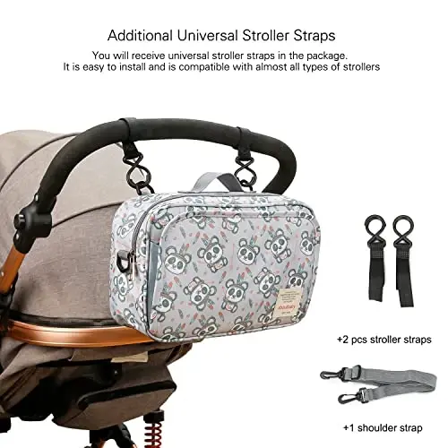 MOMIGO Baby Diaper Caddy Bag - Diaper Caddy Tote Baby Stroller Bag Nursery Storage Bin for Diapers, Wipes & Toys Mini Diaper Bag for Outdoor (Panda) - 5