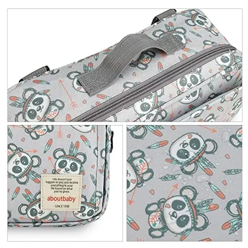 MOMIGO Baby Diaper Caddy Bag - Diaper Caddy Tote Baby Stroller Bag Nursery Storage Bin for Diapers, Wipes & Toys Mini Diaper Bag for Outdoor (Panda) - 6