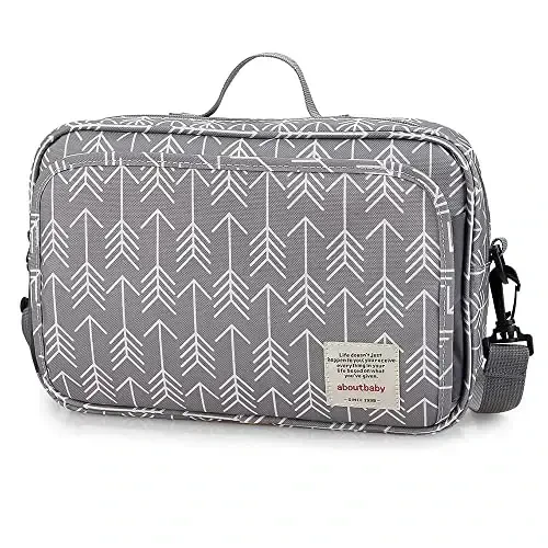 MOMIGO Diaper Caddy Tote Baby aravachasi sumkasi Bolalar xonasi uchun saqlash qutisi, salfetkalar va o'yinchoqlar tashqi makon uchun mini taglik sumkasi (kulrang o'q) - 1