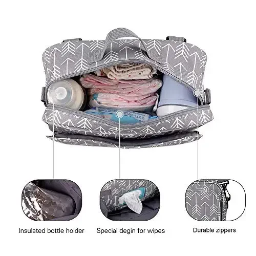 MOMIGO Diaper Caddy Tote Baby aravachasi sumkasi Bolalar xonasi uchun saqlash qutisi, salfetkalar va o'yinchoqlar tashqi makon uchun mini taglik sumkasi (kulrang o'q) - MOMIGO (1)