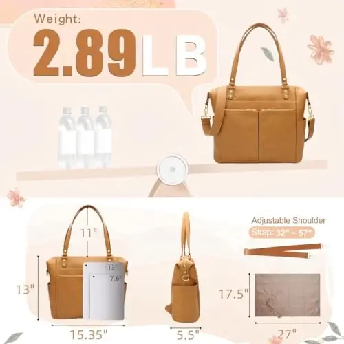 MOMINSIDE Diaper Bag Tote, Leather Diaper Bag Backpack with 14 Pockets for Mom Dad, Convertible Baby Bag for Boys Girls, Baby Registry, Changing Pad, Large 4 Insulated Pockets (Biscuit) - 4