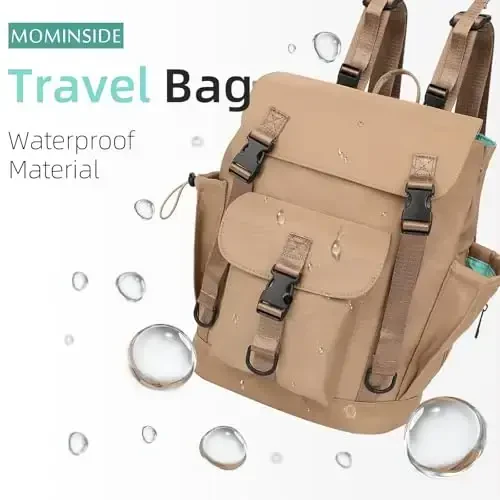 MOMINSIDE Diaper Bag Backpack with Large Wet Pocket, Baby Diaper Bag Mini Baby Bag for Girls Boys, Backpack Diaper Bag with 9 Pockets, Stroller Straps (Kaki) - 2