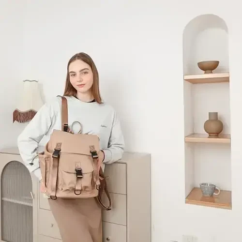 MOMINSIDE Katta ho'l cho'ntagi bo'lgan taglik sumkasi, qizlar va o'g'il bolalar uchun mini taglik sumkasi, 9 ta cho'ntagi bo'lgan taglik sumkasi, aravachalar uchun tasmalar (Xaki) - 6