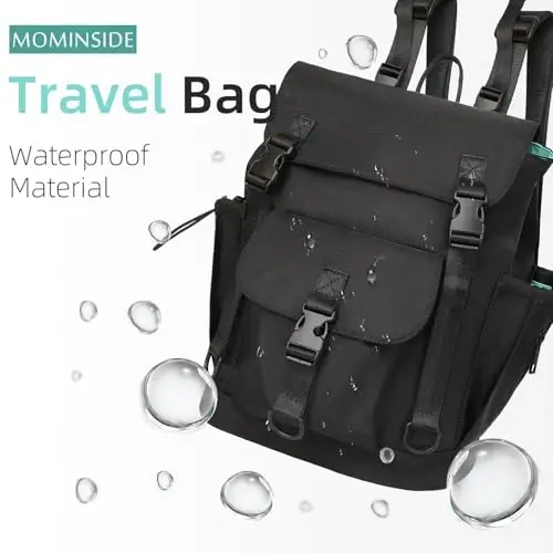 MOMINSIDE Diaper Bag Backpack with Large Wet Pocket, Small Diaper Bag Mini Baby Bag for Girls Boys, 2 Insulated Pockets, Stroller Straps (Black) - 2