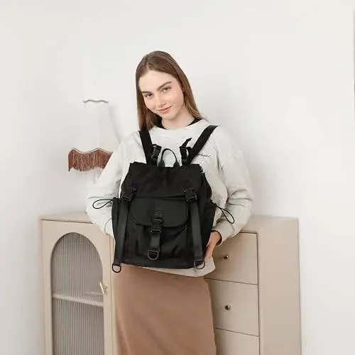 MOMINSIDE Small Diaper Bag Backpack, Mini Diaper Bag with 9 Pockets 3 Buckles, Travel Baby Diaper Bag for Girls Boys, 2 Insulated Pockets, Stroller Straps, Baby Registry (Black) - 6