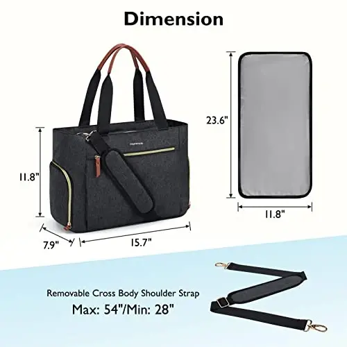 mommore Breast Pump Bag Diaper Tote Bag with 15 Inch Laptop Sleeve Fit Most Breast Pumps Like Medela, Spectra S1,S2, Evenflo - 4