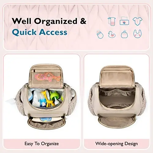 mommore Diaper Bag Small Diaper Backpack Stylish Baby Travel Backpacks with Insulated Pockets, Changing Pad, Stroller Straps - 3