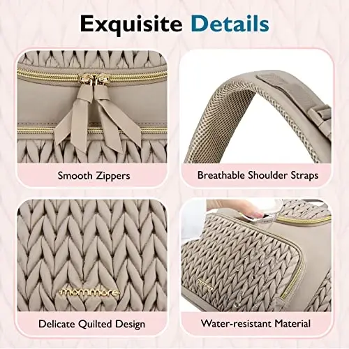 mommore Diaper Bag Small Diaper Backpack Stylish Baby Travel Backpacks with Insulated Pockets, Changing Pad, Stroller Straps - 5