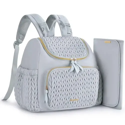 mommore Diaper Bag Small Diaper Backpack Stylish Baby Travel Backpacks with Insulated Pockets, Changing Pad, Stroller Straps - 1