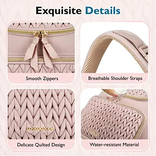 mommore Diaper Bag Backpack, Stylish Travel Baby Bag with Insulated Pockets, Changing Pad and Stroller Straps for Toddler (S-Pink, Small-17L) - 5