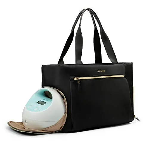 mommore Breast Pump Bag Diaper Tote Bag with 15 Inch Laptop Sleeve Fit Most Breast Pumps Like Medela, Spectra S1,S2, Evenflo - 1