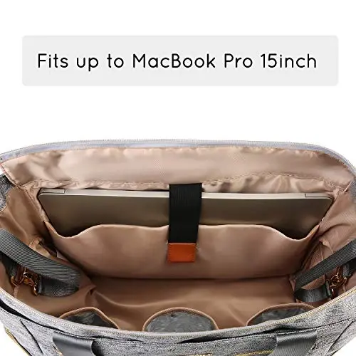 mommore Breast Pump Bag Diaper Tote Bag with 15 Inch Laptop Sleeve Fit Most Breast Pumps Like Medela, Spectra S1,S2, Evenflo - 4