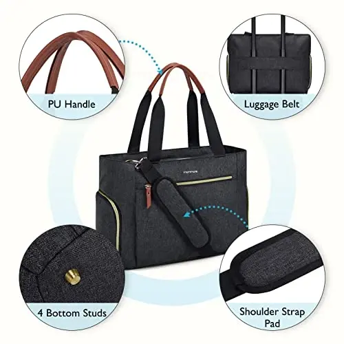mommore Breast Pump Bag Diaper Tote Bag with 15 Inch Laptop Sleeve Fit Most Breast Pumps Like Medela, Spectra S1,S2, Evenflo - 5