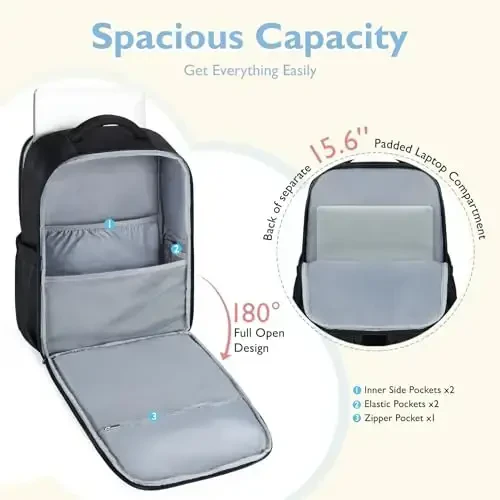 mommore Diaper Bag Backpack Large Baby Bag 37L with 15.6'' Laptop Sleeve Mom Bags with Insulated Pockets, Changing Pad, Stroller Straps, Travel, Work - 1