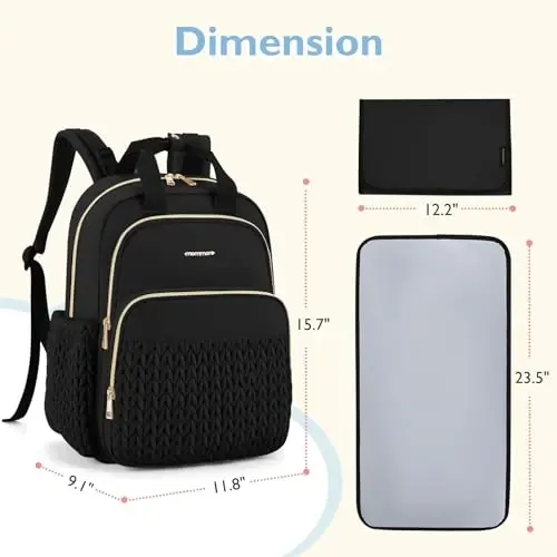 mommore Diaper Bag Backpack, Large Travel Baby Bag for Daily Essentials | Stylish Diaper Backpack for Toddler, Insulated Pockets, Changing Pad & Stroller Straps for Outdoor Trip - 6