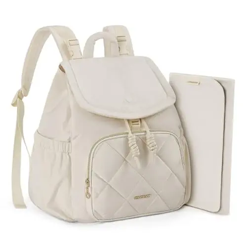 mommore Diaper Bag Backpack, Travel uchun kichik Diaper Ryukzak, Drawstring Puffer Diaper Bag, Aravacha Kayışları bilan yengil kapitone Bolalar Sumkasi, O'zgartirish uchun taglik - 1