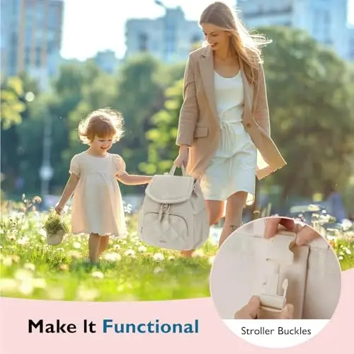 mommore Diaper Bag Backpack, Travel uchun kichik Diaper Ryukzak, Drawstring Puffer Diaper Bag, Aravacha Kayışları bilan yengil kapitone Bolalar Sumkasi, O'zgartirish uchun taglik - 2