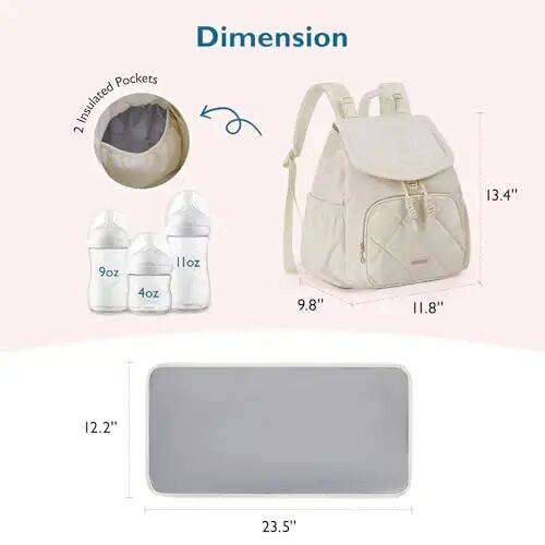 mommore Diaper Bag Backpack, Travel uchun kichik taglik bezi ryukzaki, tortma puffer taglik bezi sumkasi, aravachalar uchun tasma bilan engil kapitone bolalar sumkasi, almashtirish uchun taglik - 4
