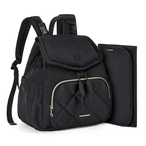 mommore Diaper Bag Backpack, Travel uchun kichik taglik ryukzaki, Puffer taglik ryukzak, Aravachalar uchun yengil kapitone bolalar sumkasi, Almashtirish pedi 