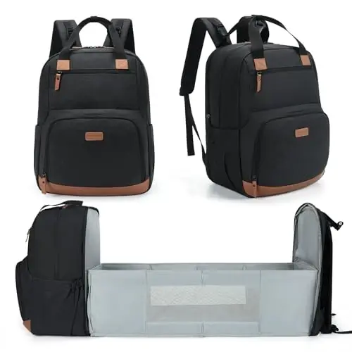 mommore Diaper Bag Backpack with Changing Station Large Travel Diaper Bags Unisex Baby Bag with Changing Pad, Stroller Straps - 1