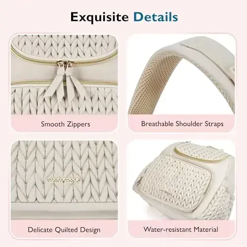 mommore Diaper Bag Small Diaper Backpack Izolyatsiya qilingan cho'ntaklar, o'zgartirish uchun joy, aravachalar uchun tasmalar bilan zamonaviy chaqaloq sayohat ryukzaklari - 5