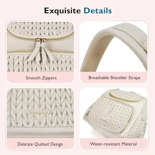mommore Diaper Bag Small Diaper Backpack Izolyatsiya qilingan cho'ntaklar, o'zgartirish uchun joy, aravachalar uchun tasmalar bilan zamonaviy chaqaloq sayohat ryukzaklari - 5