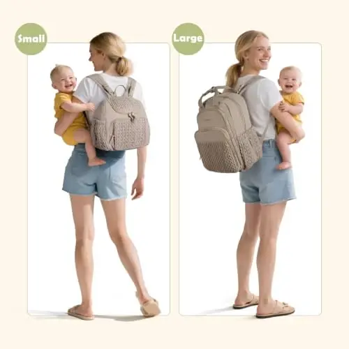 mommore Diaper Bag Small Diaper Backpack Izolyatsiya qilingan cho'ntaklar, o'zgartirish uchun joy, aravachalar uchun tasmalar bilan zamonaviy chaqaloq sayohat ryukzaklari - MOMMORE