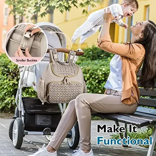 mommore Diaper Bag Small Diaper Backpack Stylish Baby Travel Backpacks with Insulated Pockets, Changing Pad, Stroller Straps - MOMMORE (1)