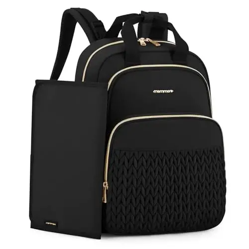 mommore Diaper Bag Small Diaper Backpack Stylish Baby Travel Backpacks with Insulated Pockets, Changing Pad, Stroller Straps - MOMMORE