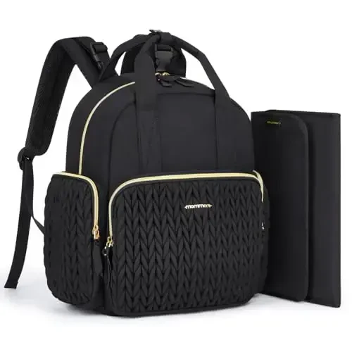 mommore Diaper Bag Small Diaper Backpack Stylish Baby Travel Backpacks with Insulated Pockets, Changing Pad, Stroller Straps - 1