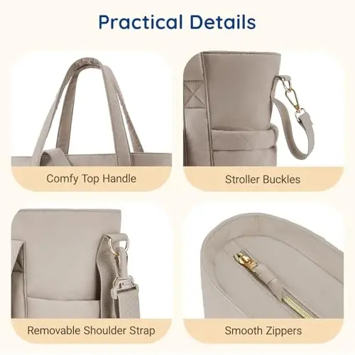 mommore Diaper Bag Tote Small Baby Bag with Insulated Pockets, Lightweight Mommy Tote with Stroller Straps, Nurse Gym Travel - 6