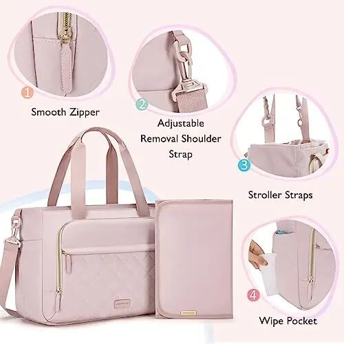 mommore Diaper Bag Tote Small Baby Bag with Insulated Pockets, Lightweight Mommy Tote with Stroller Straps, Nurse Gym Travel - 1