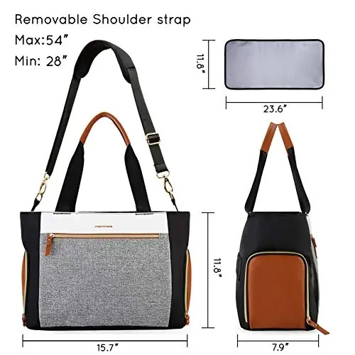 mommore Breast Pump Bag Diaper Tote Bag with 15 Inch Laptop Sleeve Fit Most Breast Pumps Like Medela, Spectra S1,S2, Evenflo - 5