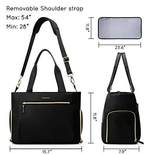mommore Breast Pump Bag Diaper Tote Bag with 15 Inch Laptop Sleeve Fit Most Breast Pumps Like Medela, Spectra S1,S2, Evenflo - 6