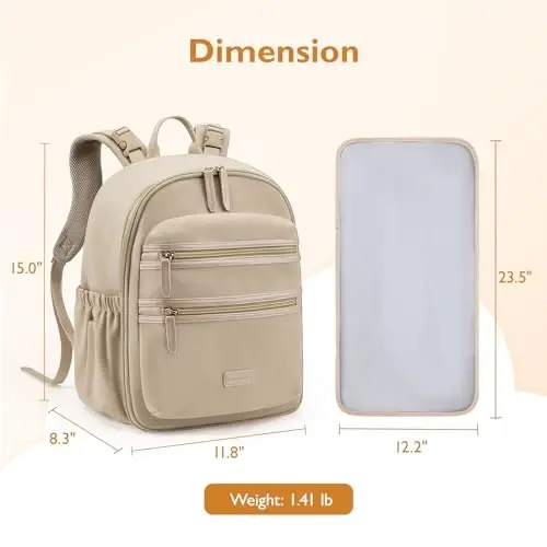 mommore Neoprene Diaper Bag Backpack Small Baby Bag Travel Mini Diaper Backpack for Newborn with Insulated Pockets, Stroller Straps - 6