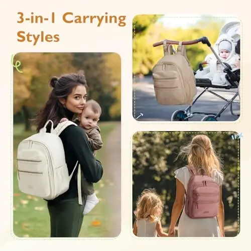 mommore Neoprene Diaper Bag Backpack Small Baby Bag Travel Mini Diaper Backpack for Newborn with Insulated Pockets (Dark Pink) - MODAZONE (1)