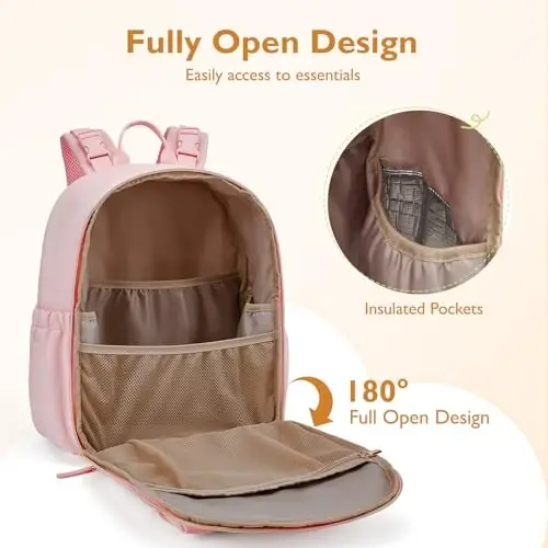 Mommore Neoprene Diaper Bag Backpack Small Baby Bag Travel Mini Diaper Backpack for Newborn with Insulated Pockets, Stroller Straps - 2