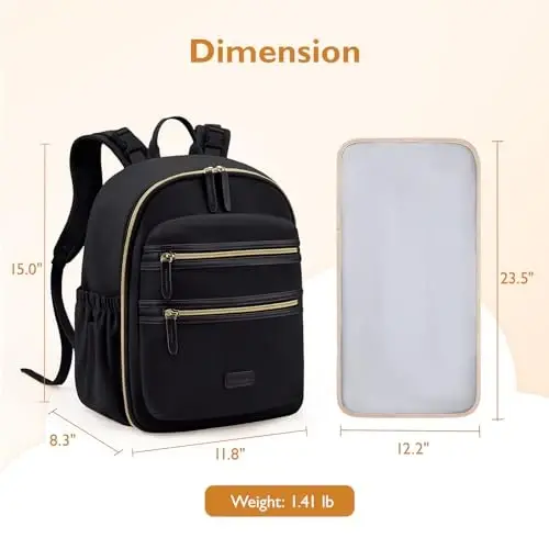 mommore Neoprene Diaper Bag Backpack Small Baby Bag Travel Mini Diaper Backpack for Newborn with Insulated Pockets, Stroller Straps - 6