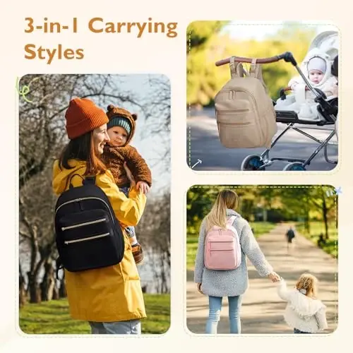 mommore Neoprene Diaper Bag Backpack Small Baby Bag Travel Mini Diaper Backpack for Newborn with Insulated Pockets, Stroller Straps - 2