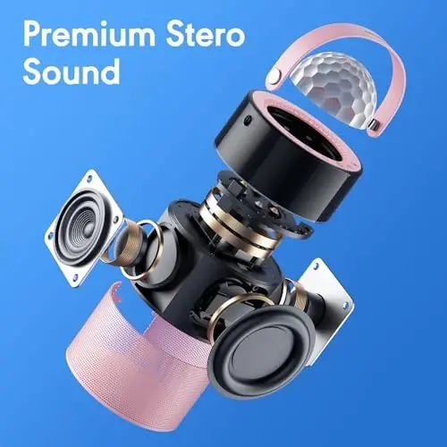 MOMOHO Karaoke Machine for Kids, Mini Karaoke Mchine,Portable Bluetooth Speaker with 2 Wireless Mics, Disco LED Lights for Parties & Travel, for Girls & Boys (Pink) - 3