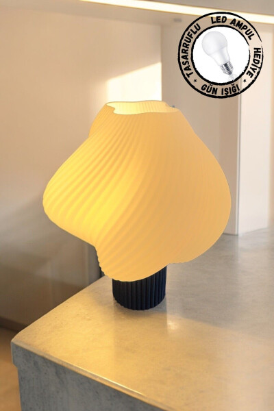 Mona Abajur Gece Lambası Kobalt Mavisi Gövde Lamp Shade (LED Ampul Hediyeli) - 13