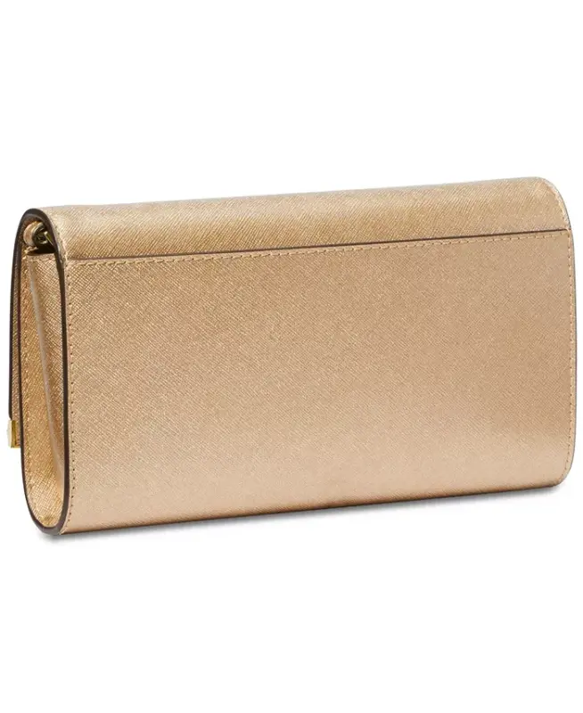 Mona East West Large Leather Clutch - Pale Gold - 3