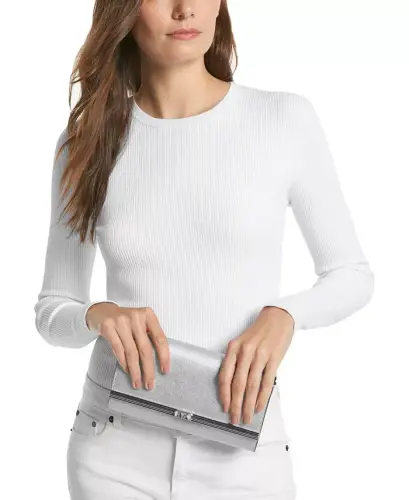 Mona East West Large Leather Clutch-Silver - MICHAEL KORS (1)