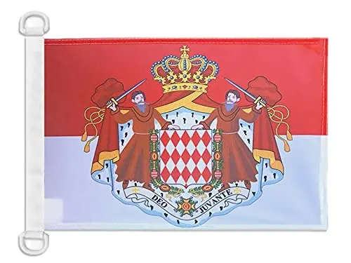 Monaco Coat of arms NAUTICAL Flag 18'' x 12'' - Monégasque - Monacans flags 30 x 45 cm. - Banner 12x18 in for boat - AZ FLAG 