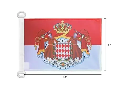 Monaco Coat of arms NAUTICAL Flag 18'' x 12'' - Monégasque - Monacans flags 30 x 45 cm. - Banner 12x18 in for boat - AZ FLAG - 5