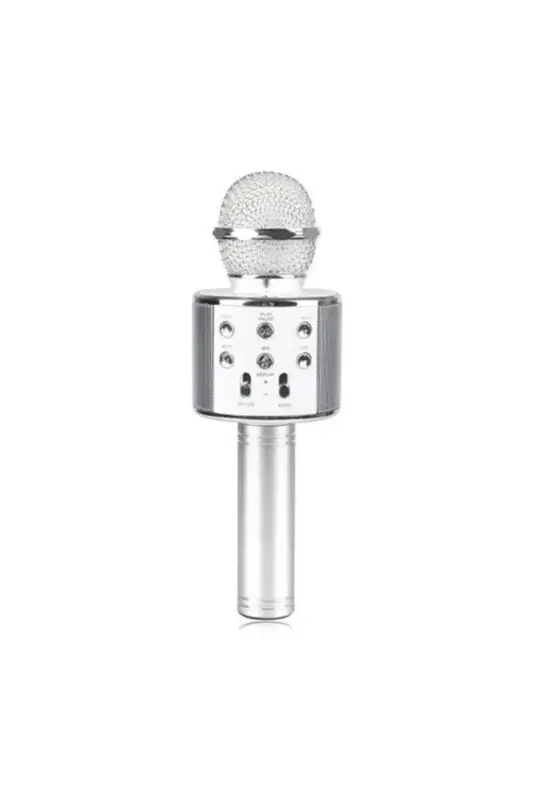 Monadm Kablosuz Karaoke Mikrafon Bluetooth Mp3 Çalar Sd-usb-aux Girişli - gri gümüş - REGNUM