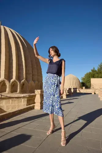 Monamise Ayollar uchun Barg Naqshli Yubka To'plami 23032 - 4