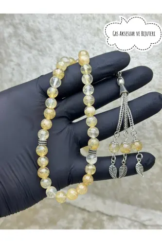 Money And Luck Stone - Citrine Rosary - 33 Beads - Special Cocooon-yellow 
